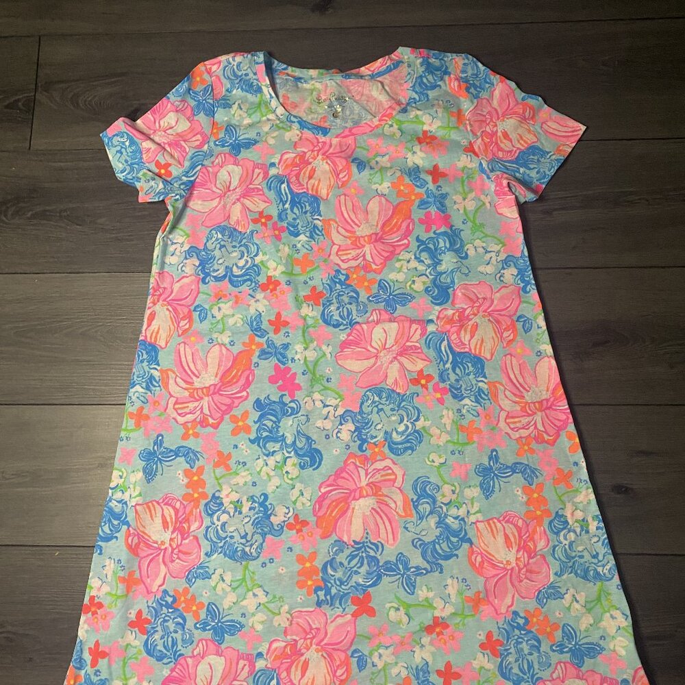 Lilly Pulitzer - Floral Print - Lucious Lions Dress Short Sleeve Large NWOT